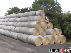 Sweet young euro farm boys fucking hard on a haystack