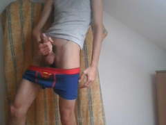 Posing in boxers, masturbation and cum
