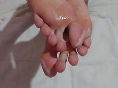 Cum on my feet. Male feet. Teen