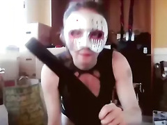 Sissyboy Oznob shows his sex toys