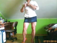 Boy in sexy mini skirt