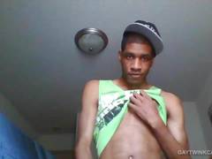 Black Amateur Twink Stroking His Big Dick